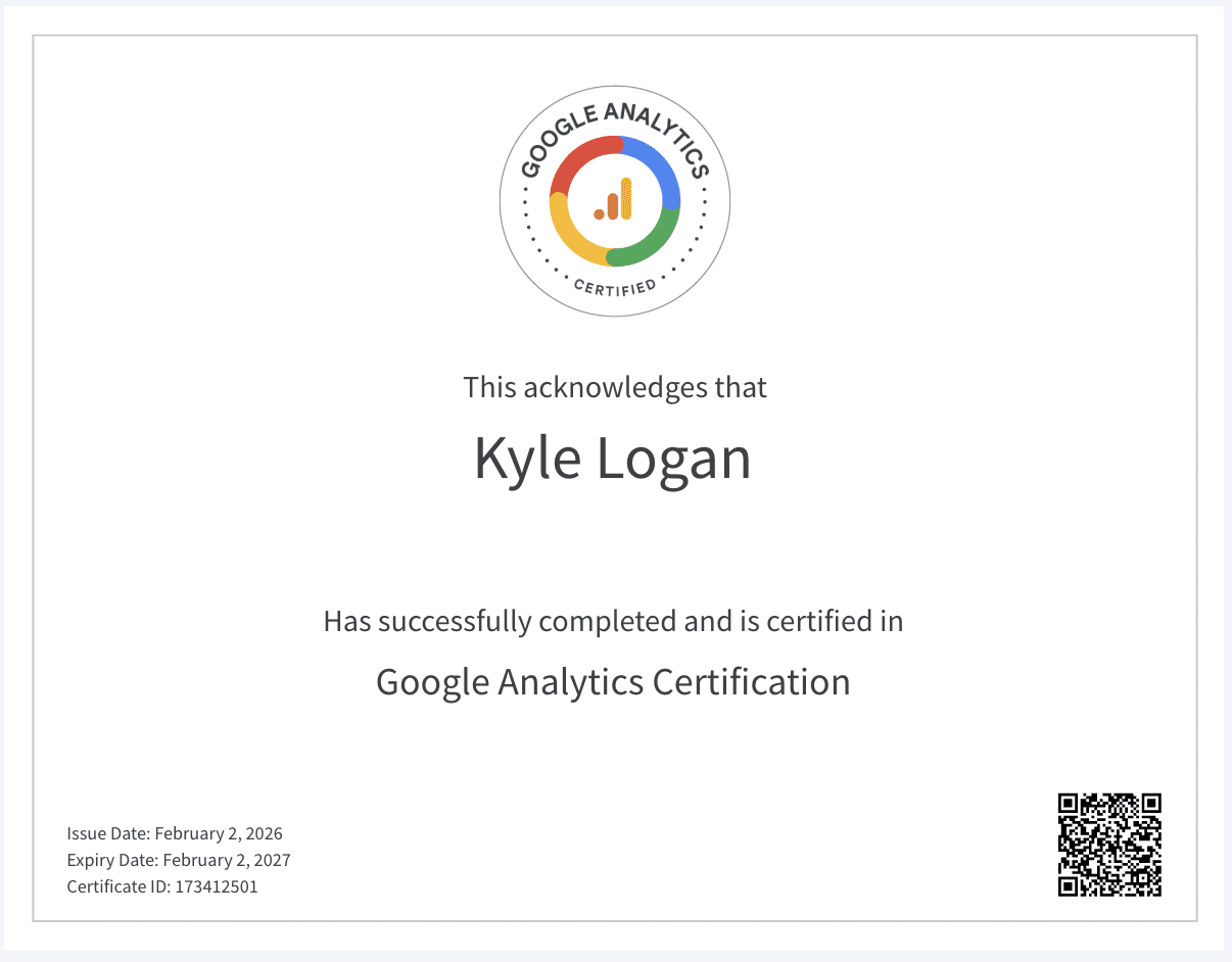 Google Analytics (GA4) Certified | Orange County SEO | KLmarketinggroup.net