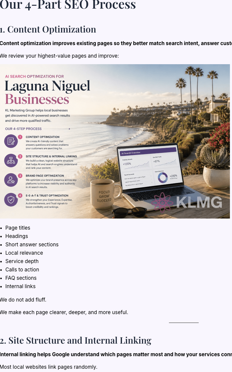 AI SEO Content OC Example - KL Marketing Group