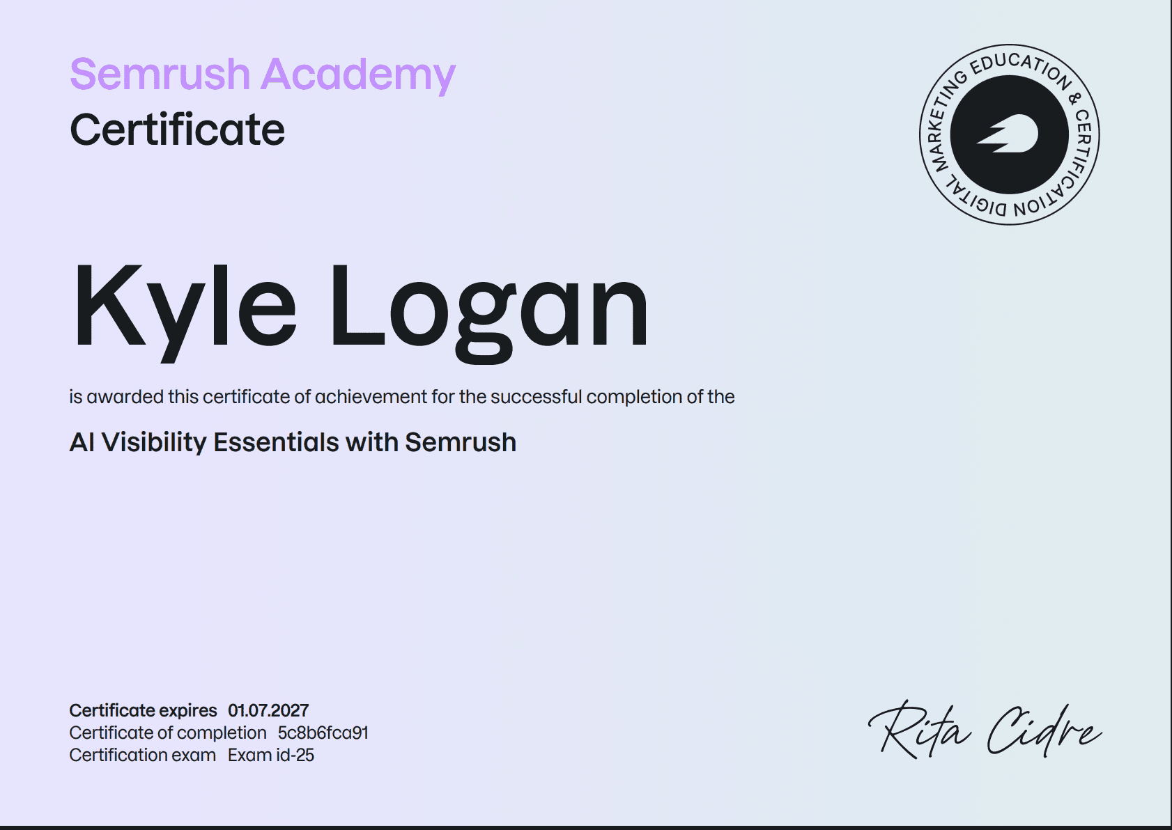 AI Search Operating System Certificate | Kyle Logan | AI SEO Expert Orange County