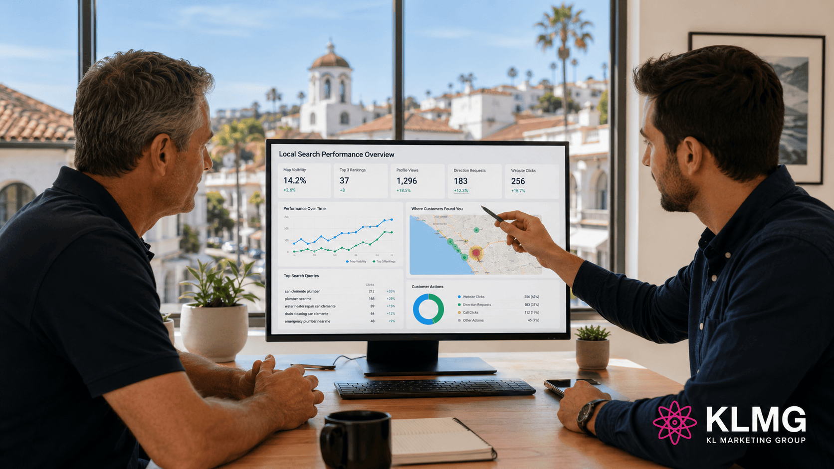 San Clemente business owner reviewing local SEO and map visibility San Clemente business owner reviewing local SEO and map visibility